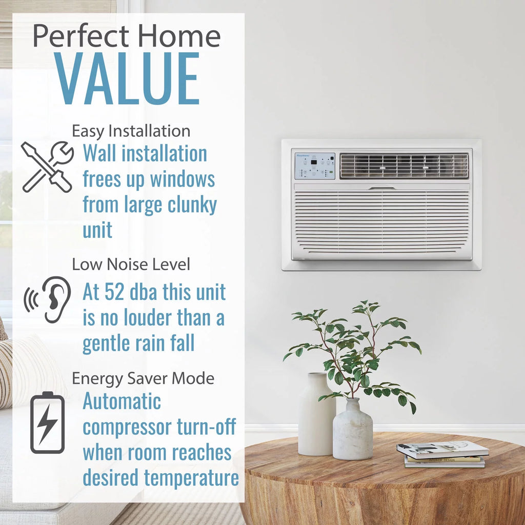8,000 BTU 115-Volt Through-the-Wall Air Conditioner with Remote, White F91076