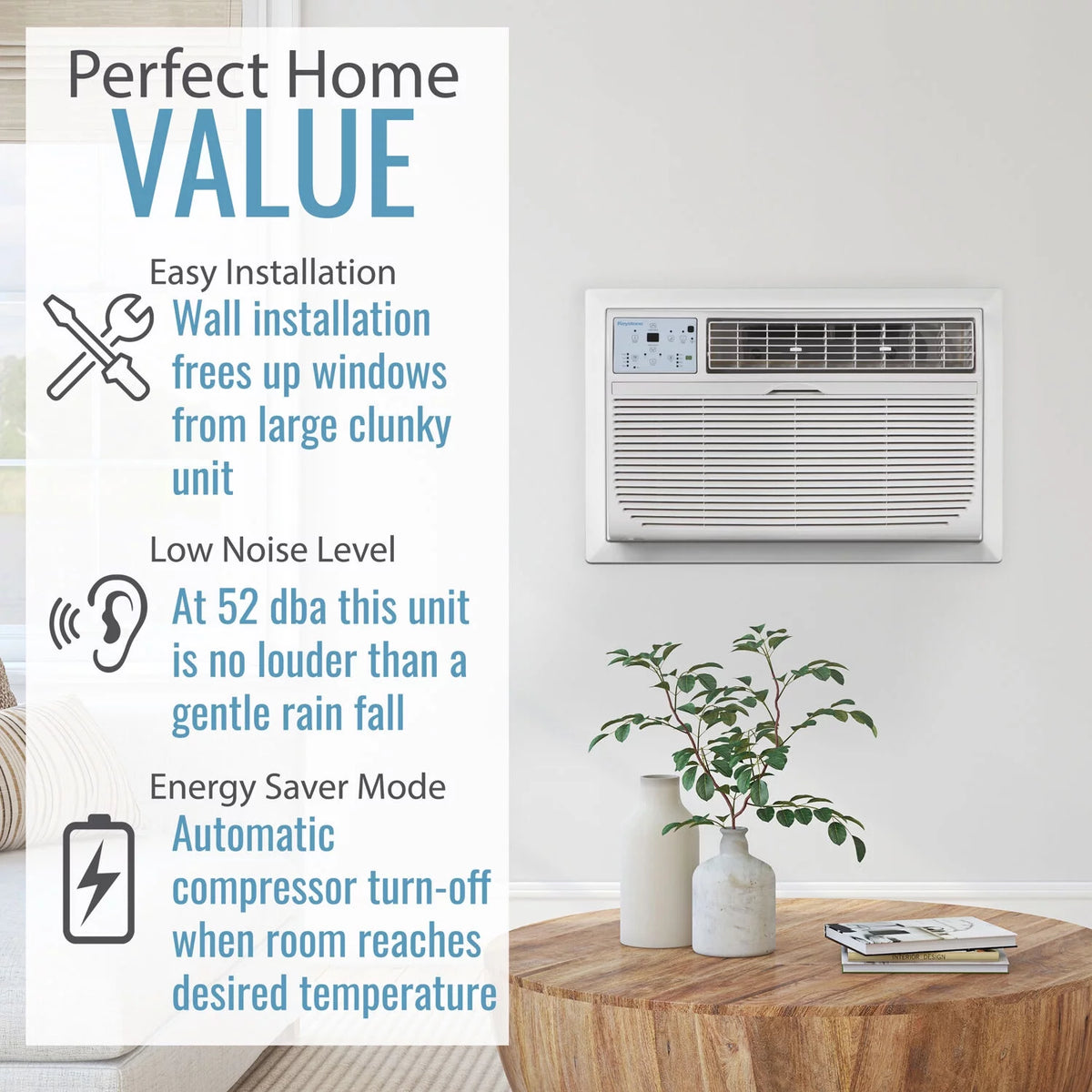 8,000 BTU 115-Volt Through-the-Wall Air Conditioner with Remote, White F91076