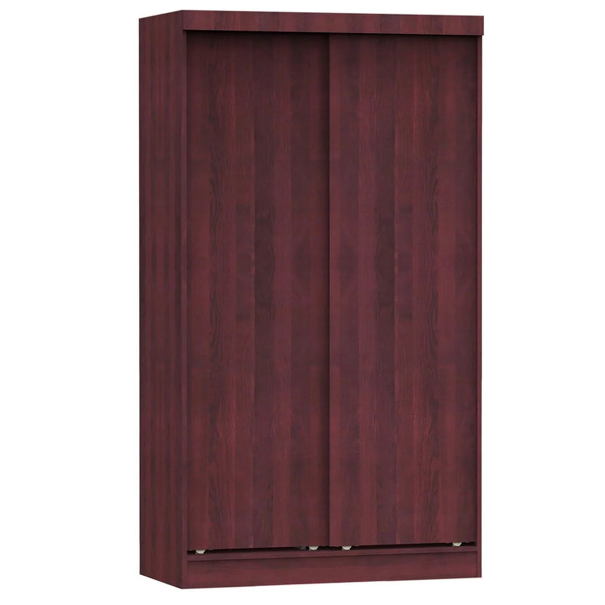Modern Wood Double Sliding Door Wardrobe in Mahogany P93606