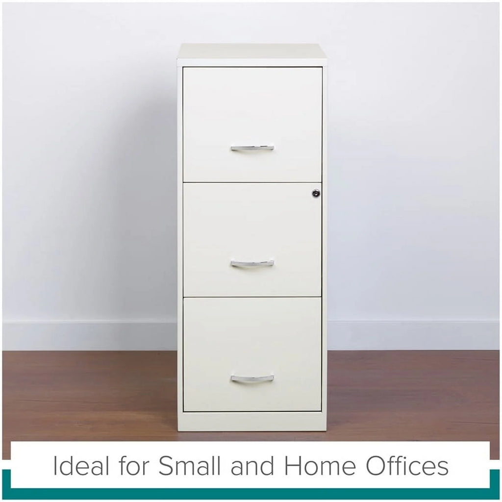 White 3 Drawer Metal File Cabinet with Lock Y4072