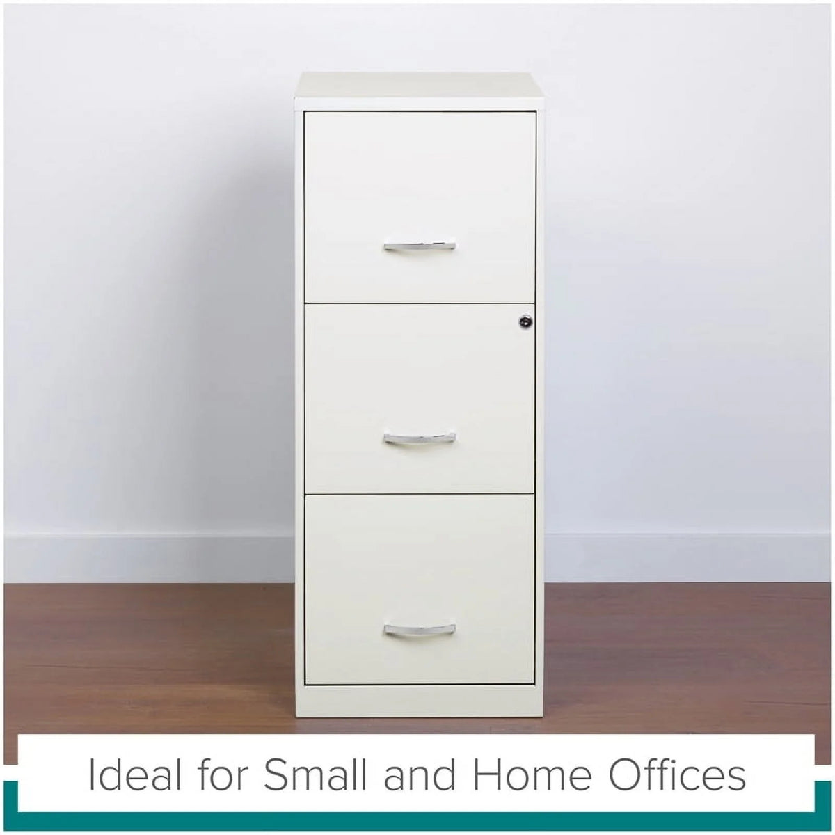White 3 Drawer Metal File Cabinet with Lock Y4072