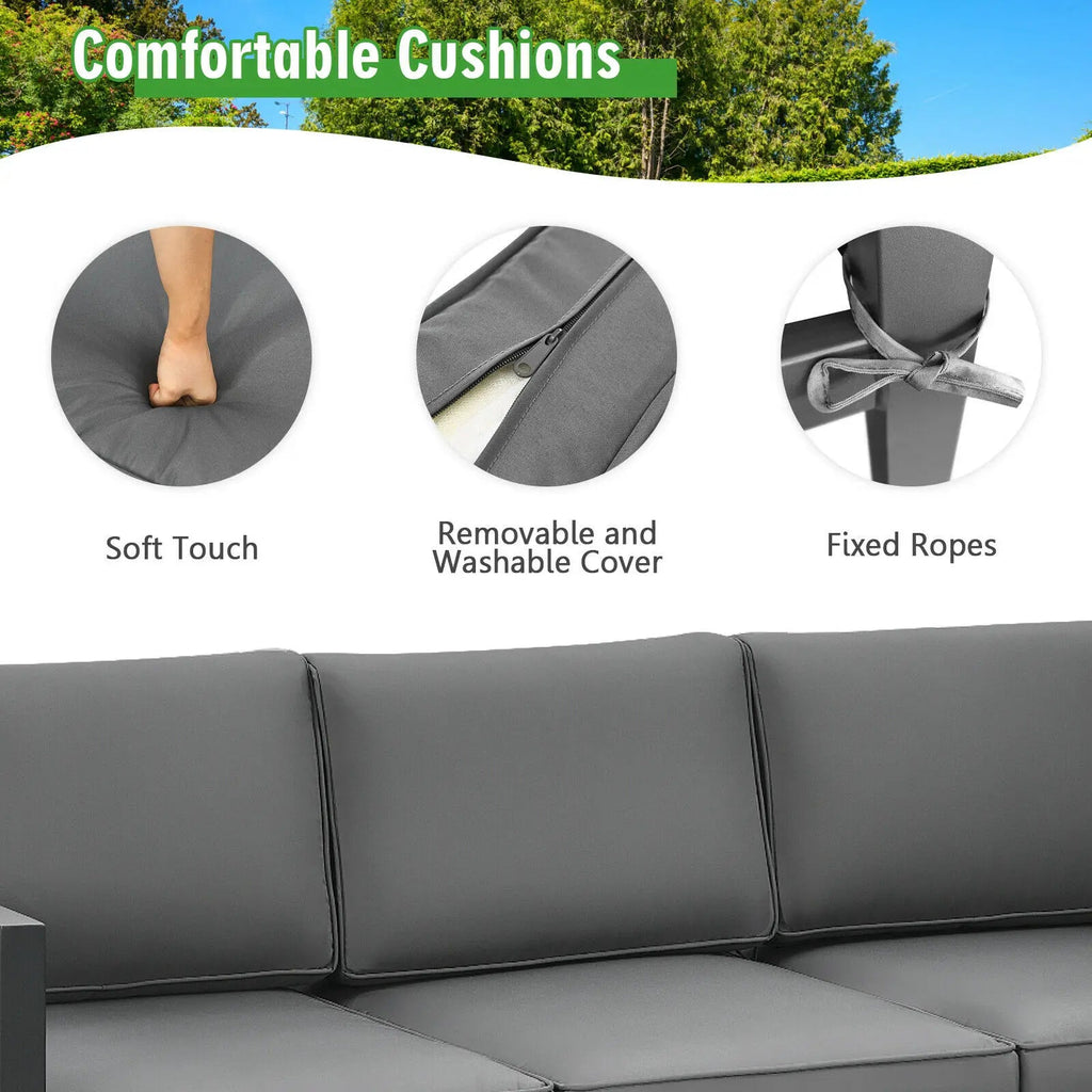 4-Piece Outdoor Patio Furniture Set Sectional Sofa Set Coffee Table O54000
