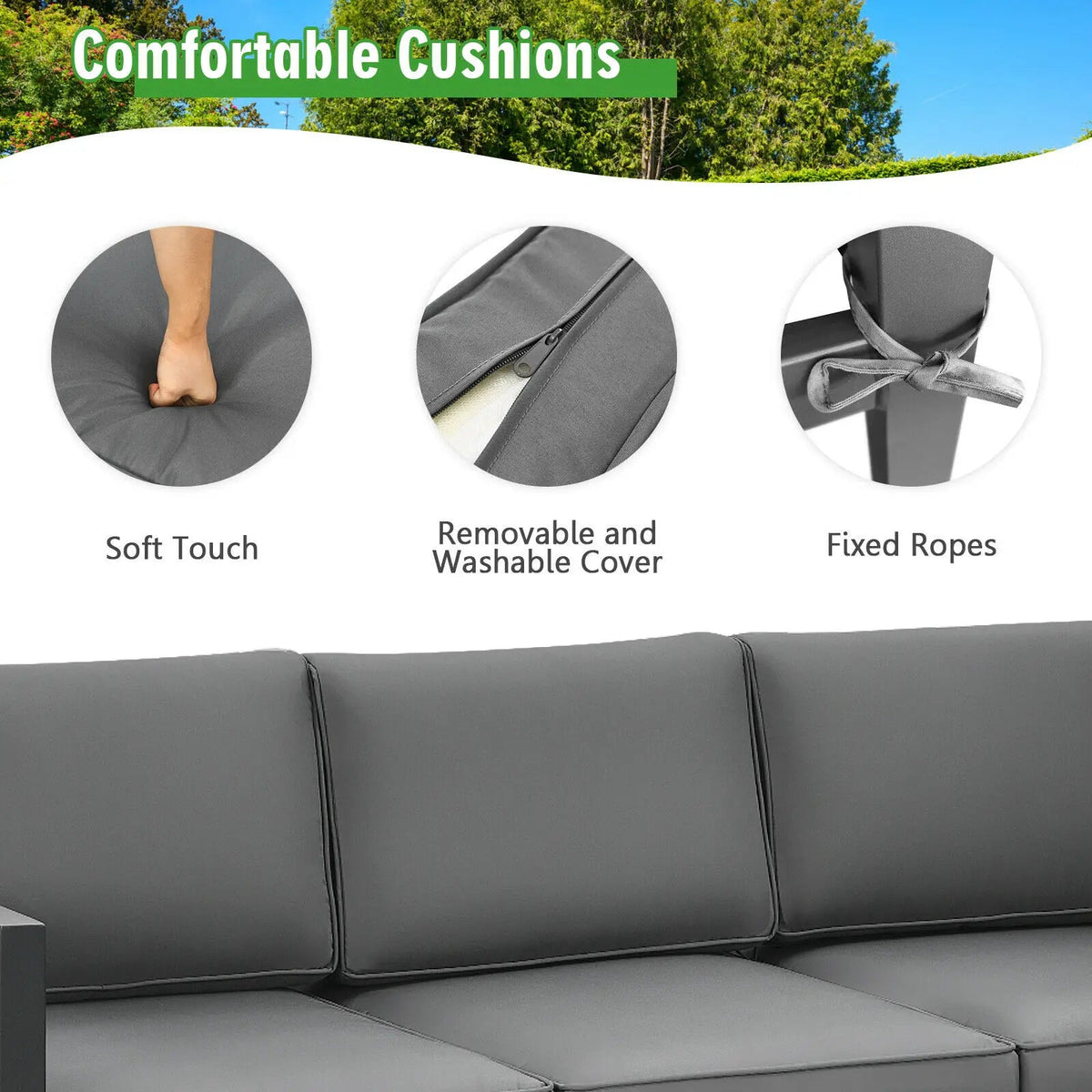 4-Piece Outdoor Patio Furniture Set Sectional Sofa Set Coffee Table O54000
