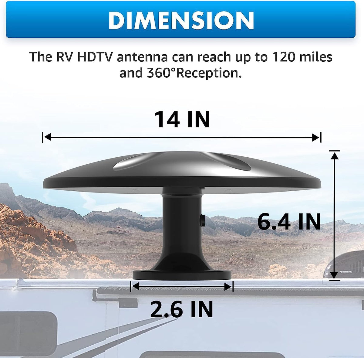 Outdoor TV Antenna 360° Omni-Directional Reception Long 100+ Miles Range 4K Ready HDTV Antenna with 32ft RG6 Coax Cable J583
