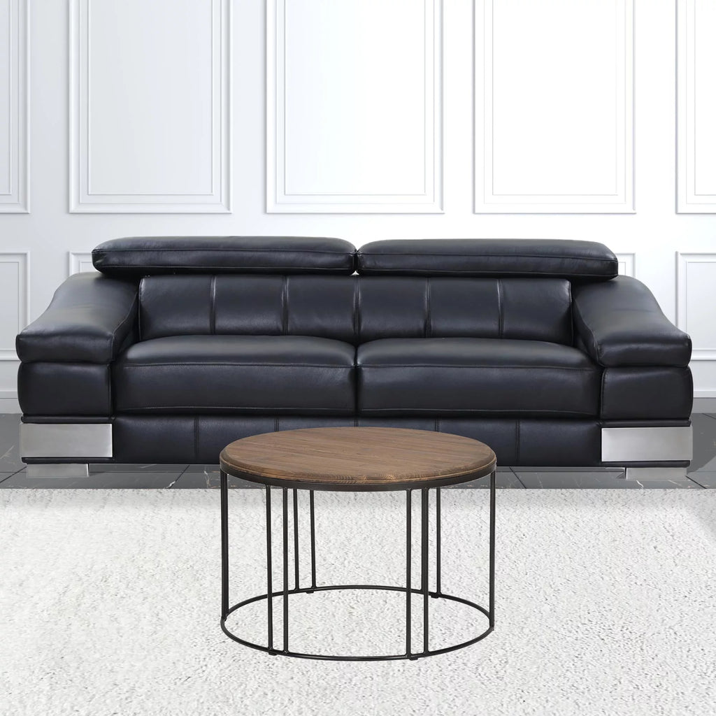 28 in. Solid Wood Round Distressed Coffee Table V766