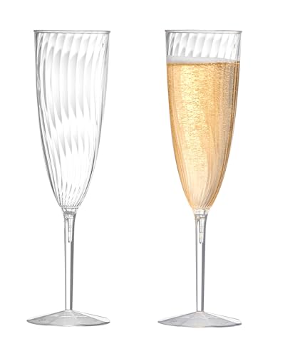 24Pcs 6 Oz Clear Plastic Champagne Flutes D403799