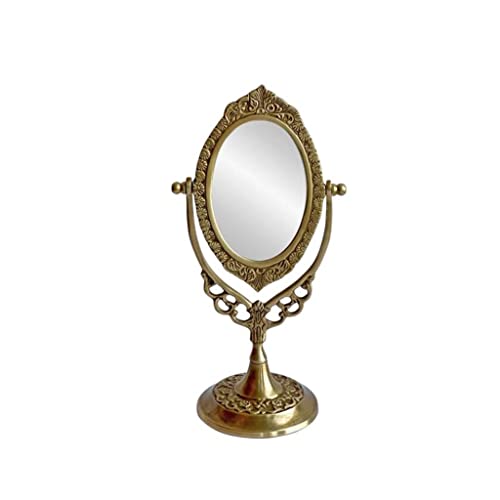 European Style Retro Brass Handle Desktop Dressing Mirror B6840