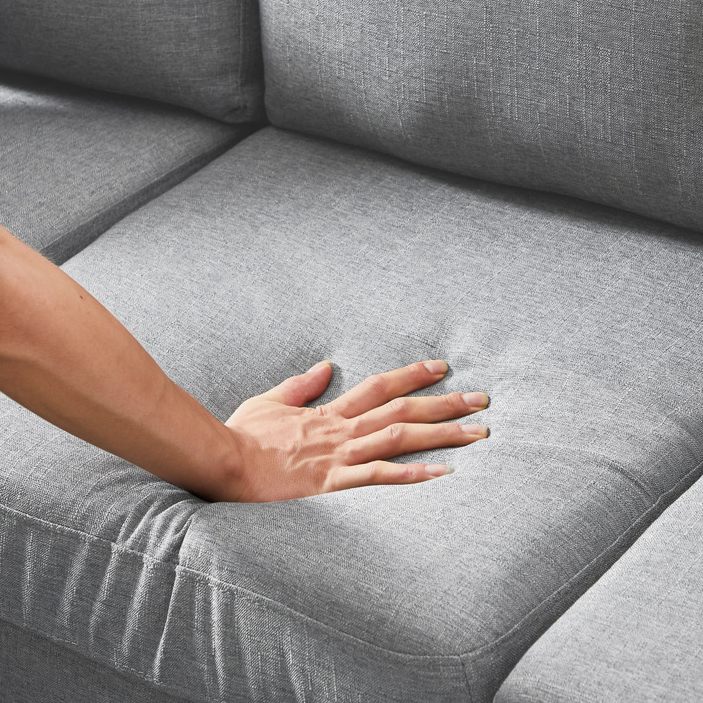 Light Grey L Shape Sectional Sofa with 2 Pillows D15719