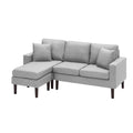 Light Grey L Shape Sectional Sofa with 2 Pillows D15719