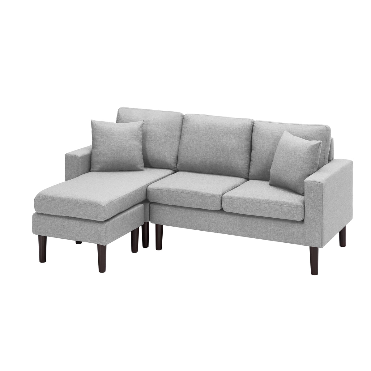 Light Grey L Shape Sectional Sofa with 2 Pillows D15719