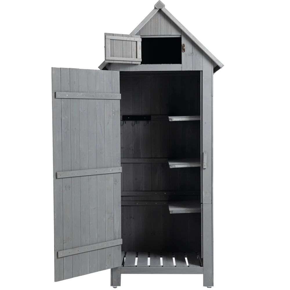 Wooden Outdoor Storage Cabinet with Shelves O354717