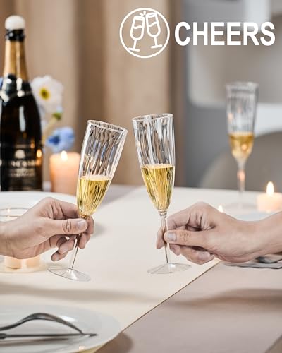 24Pcs 6 Oz Clear Plastic Champagne Flutes D403799