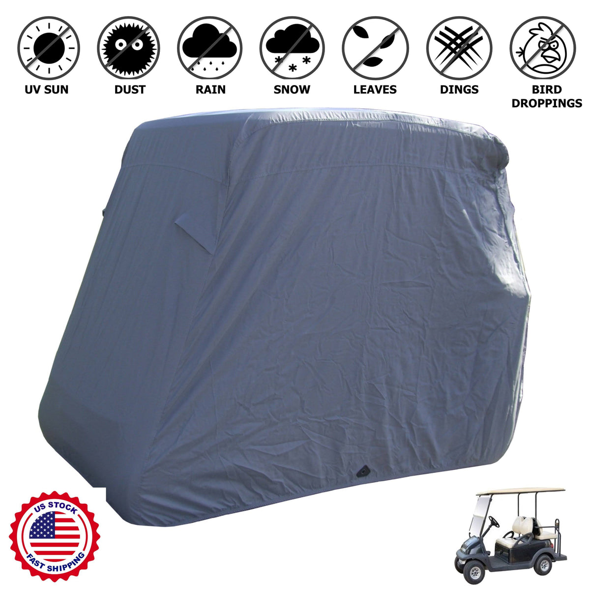 Grey 4 Passenger Golf Cart Cover Roof 80x22L O883196