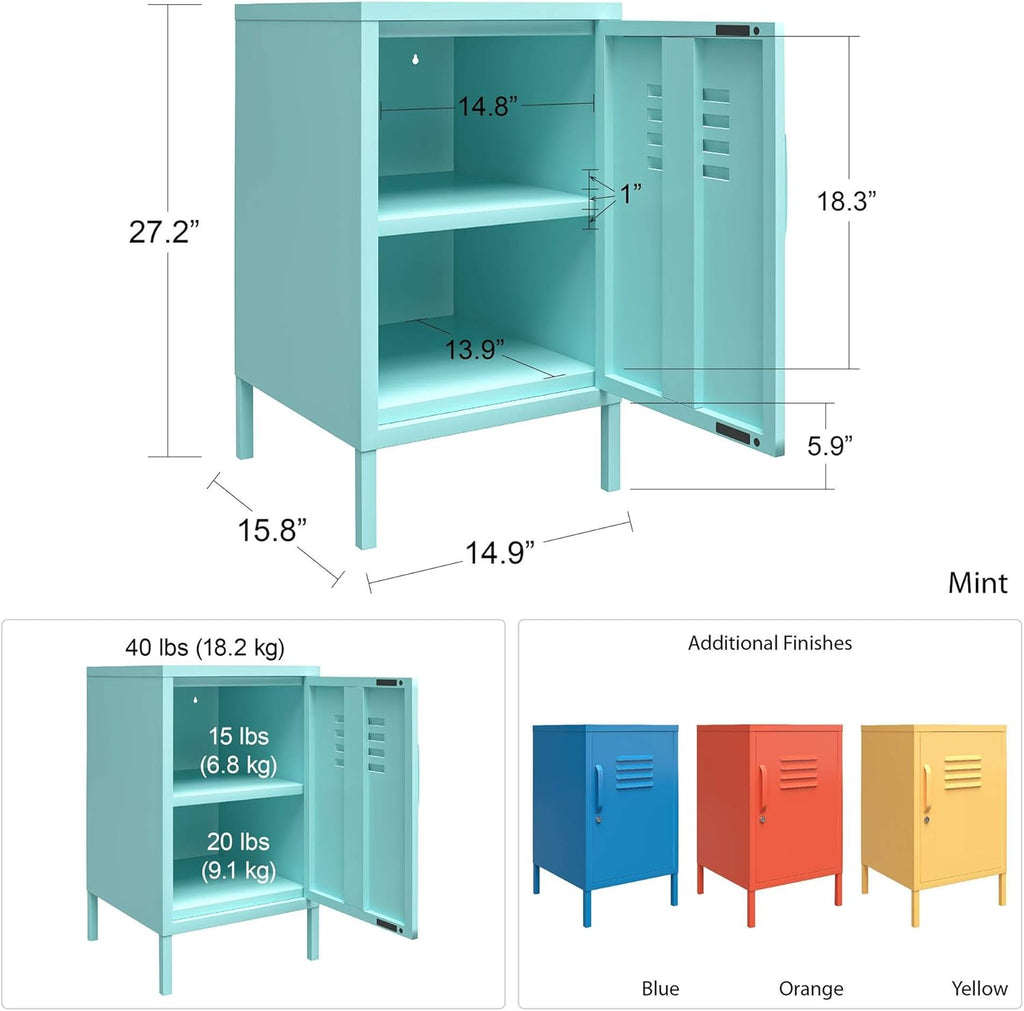 Blue Metal End Table Z937