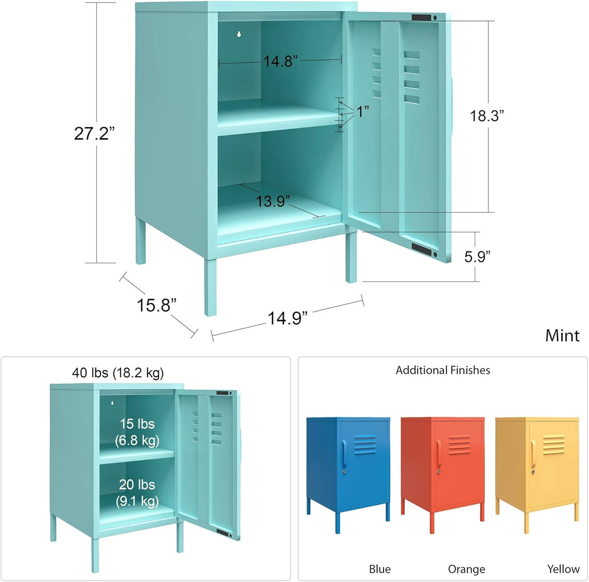Blue Metal End Table Z937