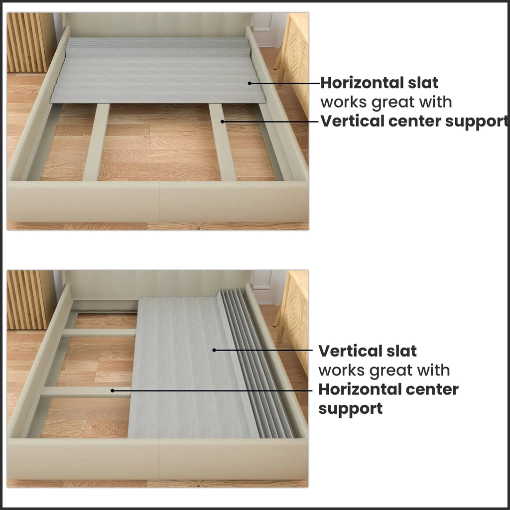 0.75” Vertical Mattress Support Wood Slats with Cover, Twin, Gray X388069