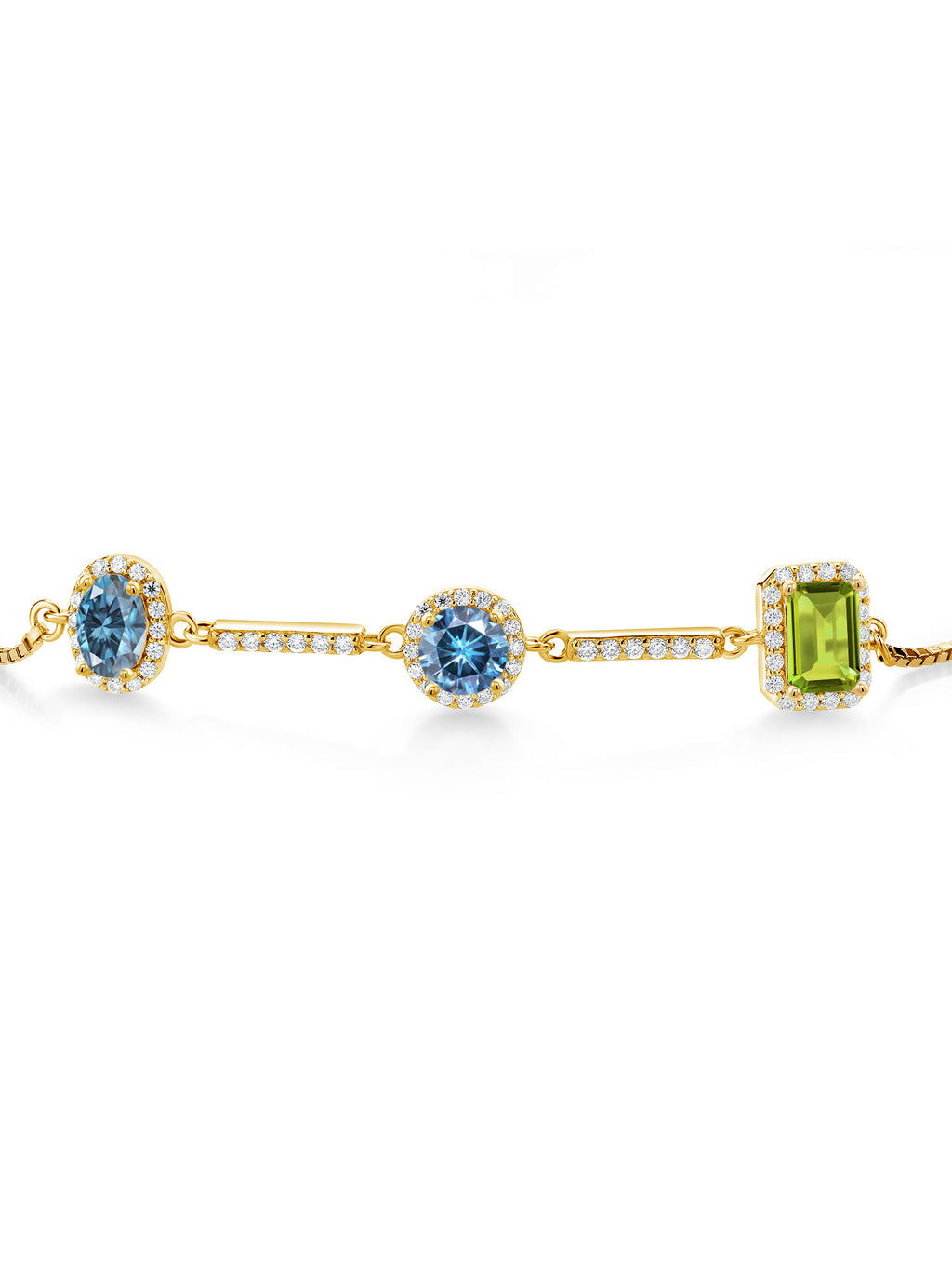 18K Yellow Gold Plated Silver Bracelet Persian Blue Moissanite (1.55 Cttw) G60006