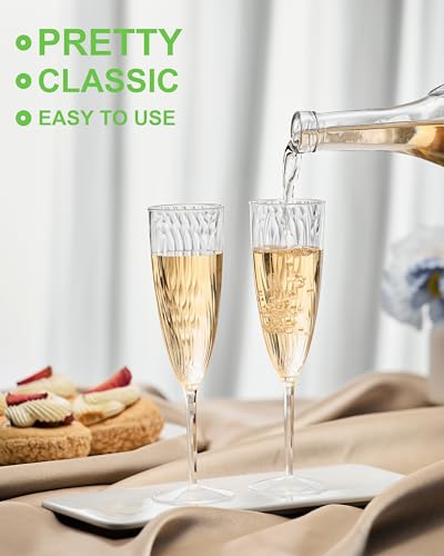24Pcs 6 Oz Clear Plastic Champagne Flutes D403799