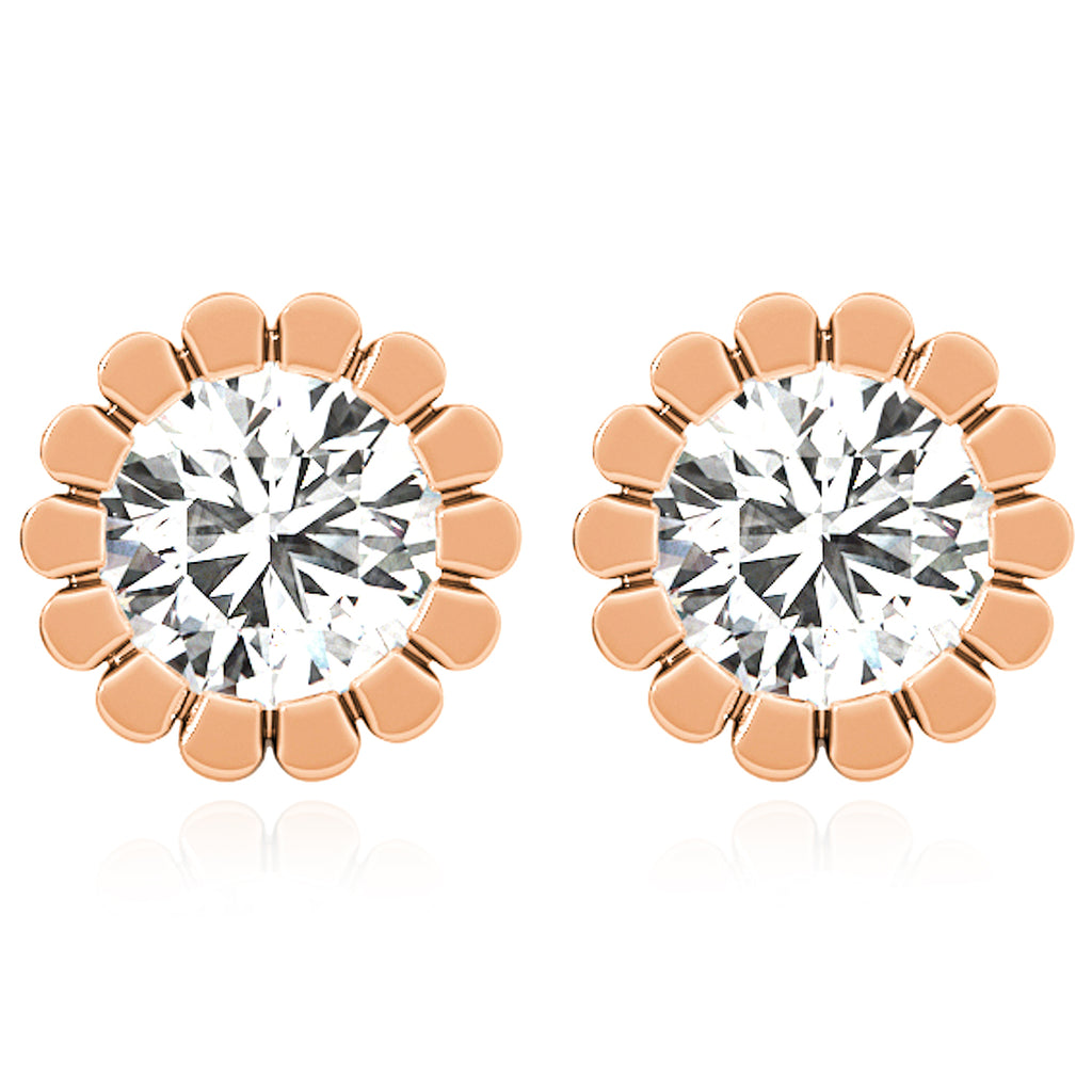 14K Gold Flower Stud Earrings K712036