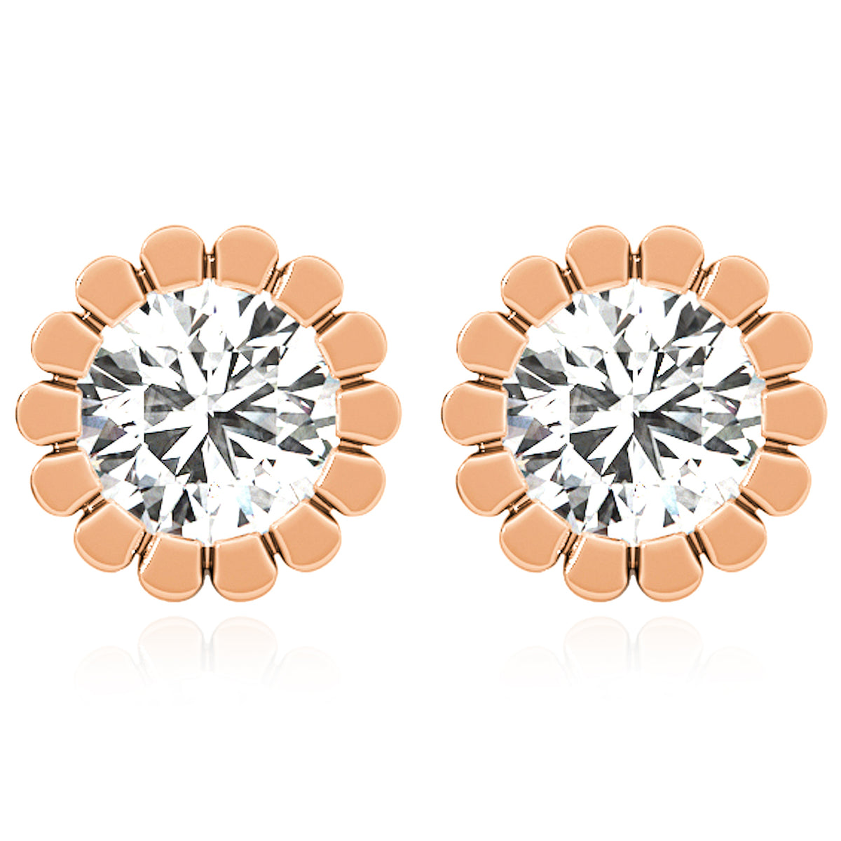 14K Gold Flower Stud Earrings K712036