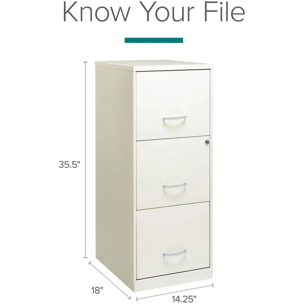 White 3 Drawer Metal File Cabinet with Lock Y4072