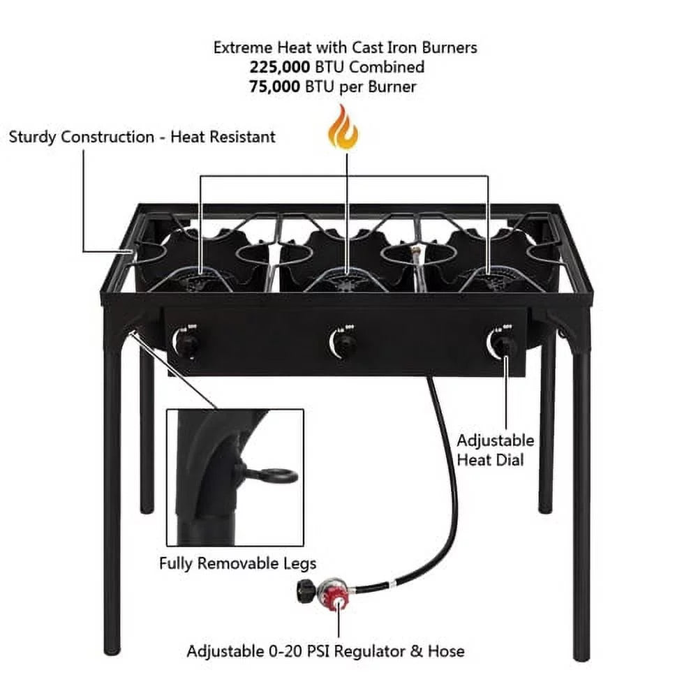Portable 225,000 BTU 3-Burner Camping Stove B261120