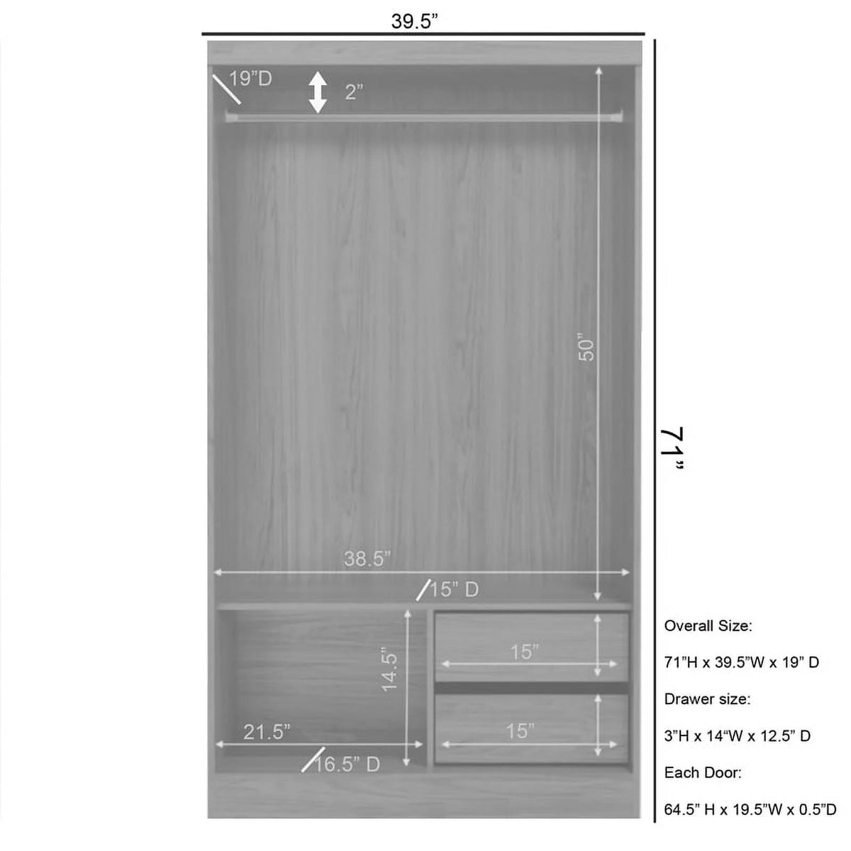 Modern Wood Double Sliding Door Wardrobe in Mahogany P93606
