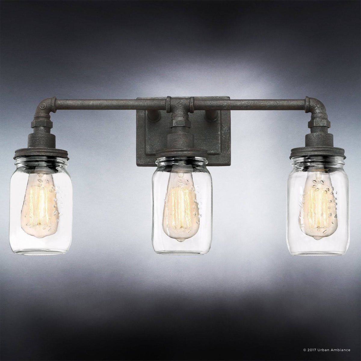 Industrial Bathroom Light, Medium Size, Antique Black K255