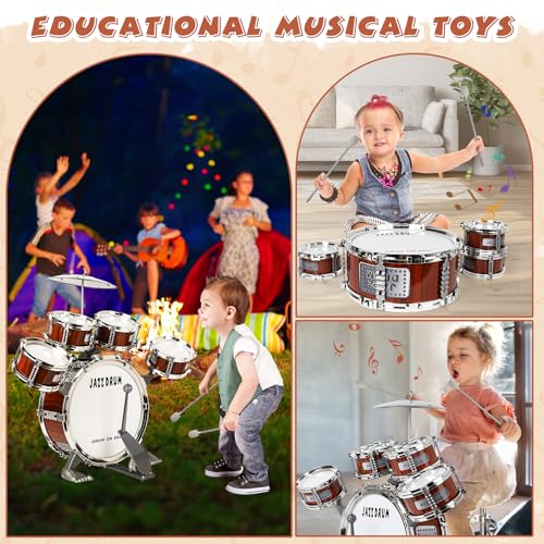 Kids Jazz Drum Set with 5 Drums Percussion Musical Instruments T31045