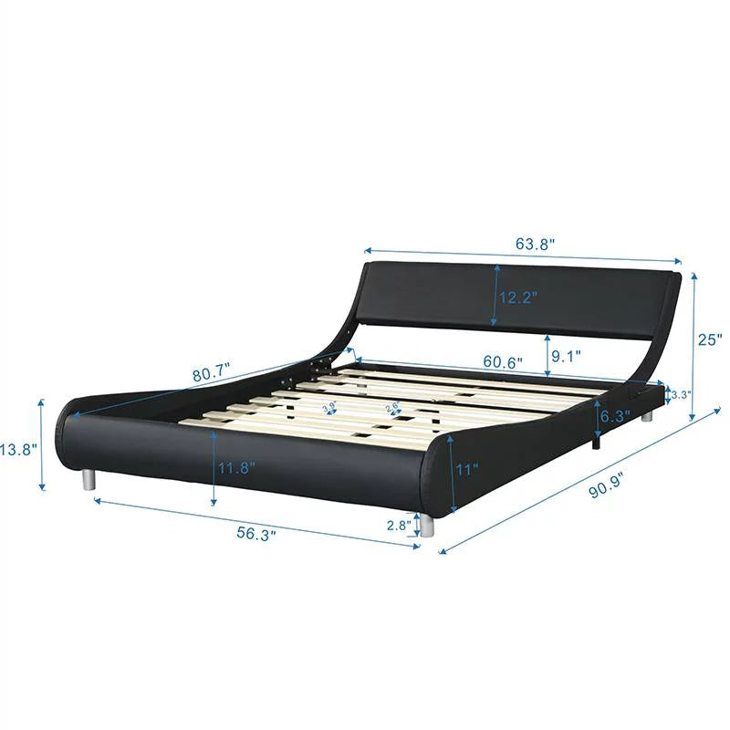 Faux Leather Upholstered Platform Bed Frame Queen Size G272834