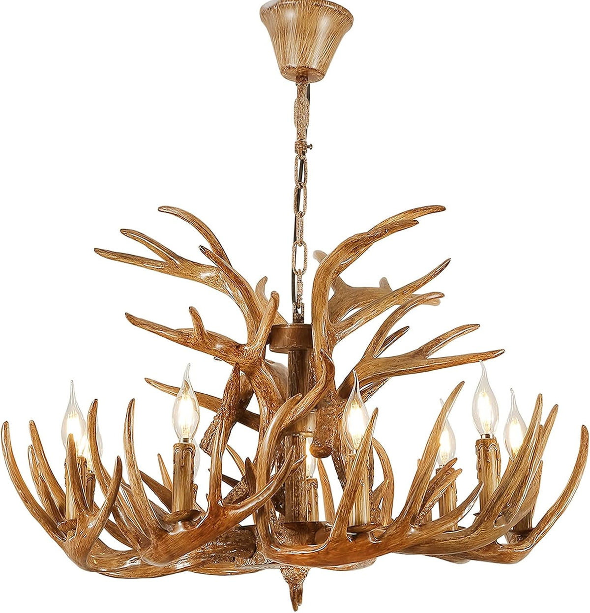 Antique Resin Deer Horn Chandelier 9 Lights G4011