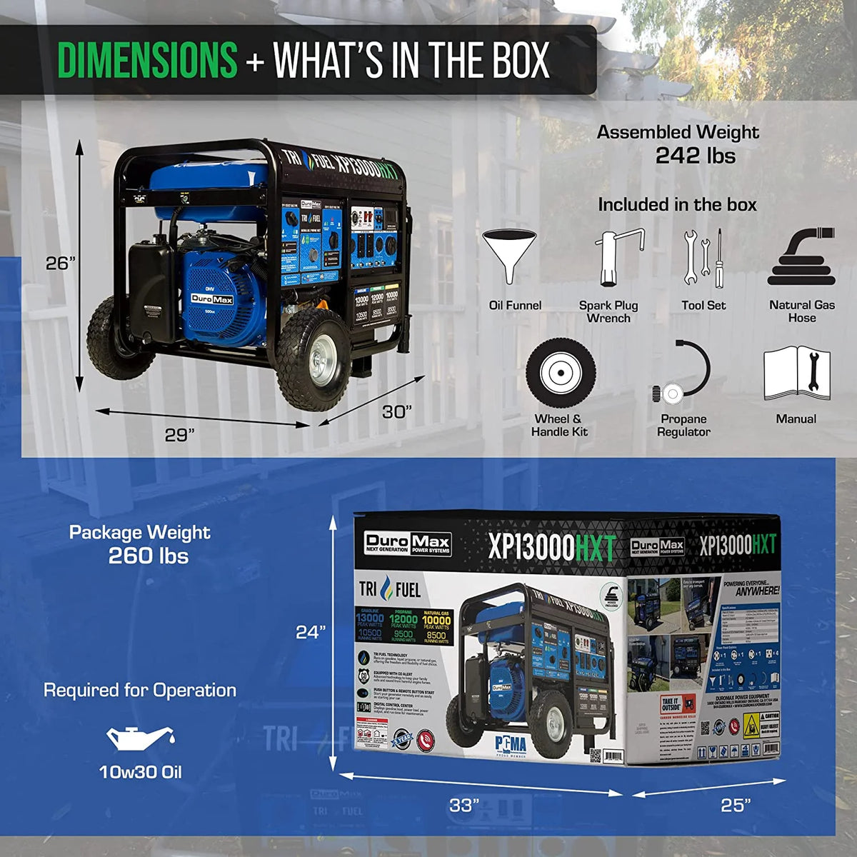 13,000 Watt Tri-Fuel Portable Generator K97806