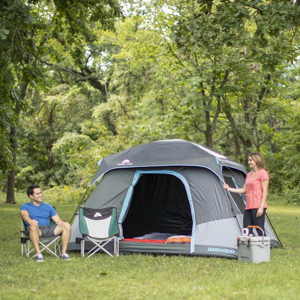 6-Person Dark Rest Cabin Tent with Skylight Ceiling Panels S78419