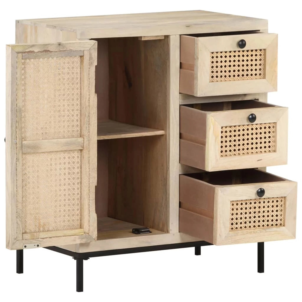 Solid Mango Wood and Natural Cane Sideboard N326