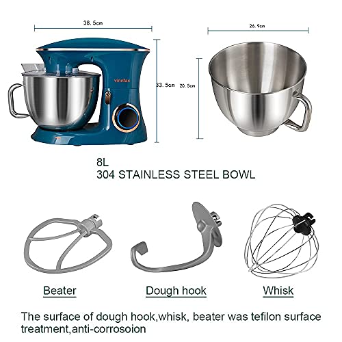 8.5QT Stainless Steel Tilt-Head Stand Mixer with Dough Hook, Beater, Whisk N59292