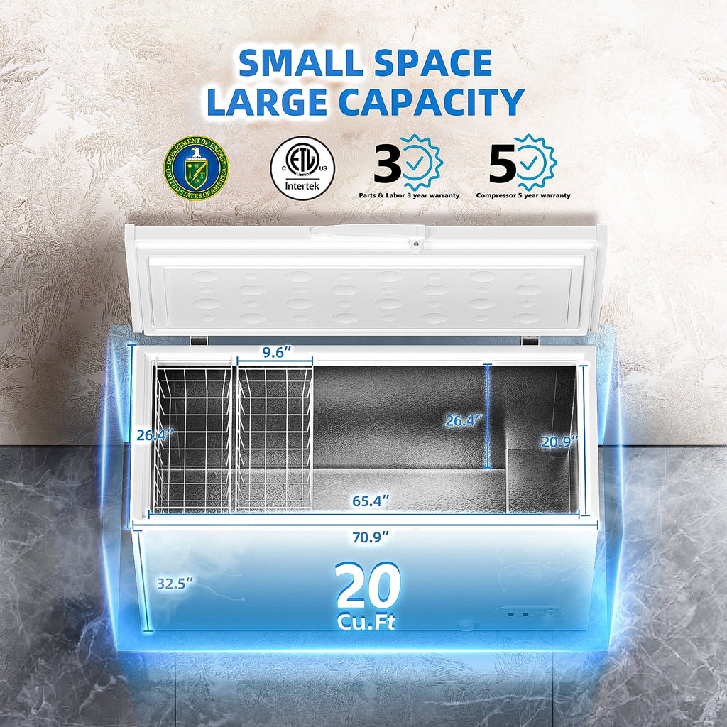 20 Cu.Ft. Chest Freezer with 2 Removable Baskets White W61386