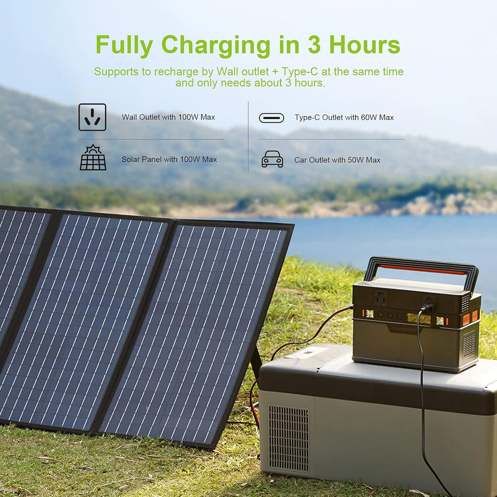 500W 606Wh Solar Generator with 140W Solar Panel T7590