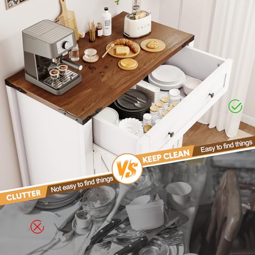 30" White Coffee Bar Station with Drawer and Adjustable Shelf R764
