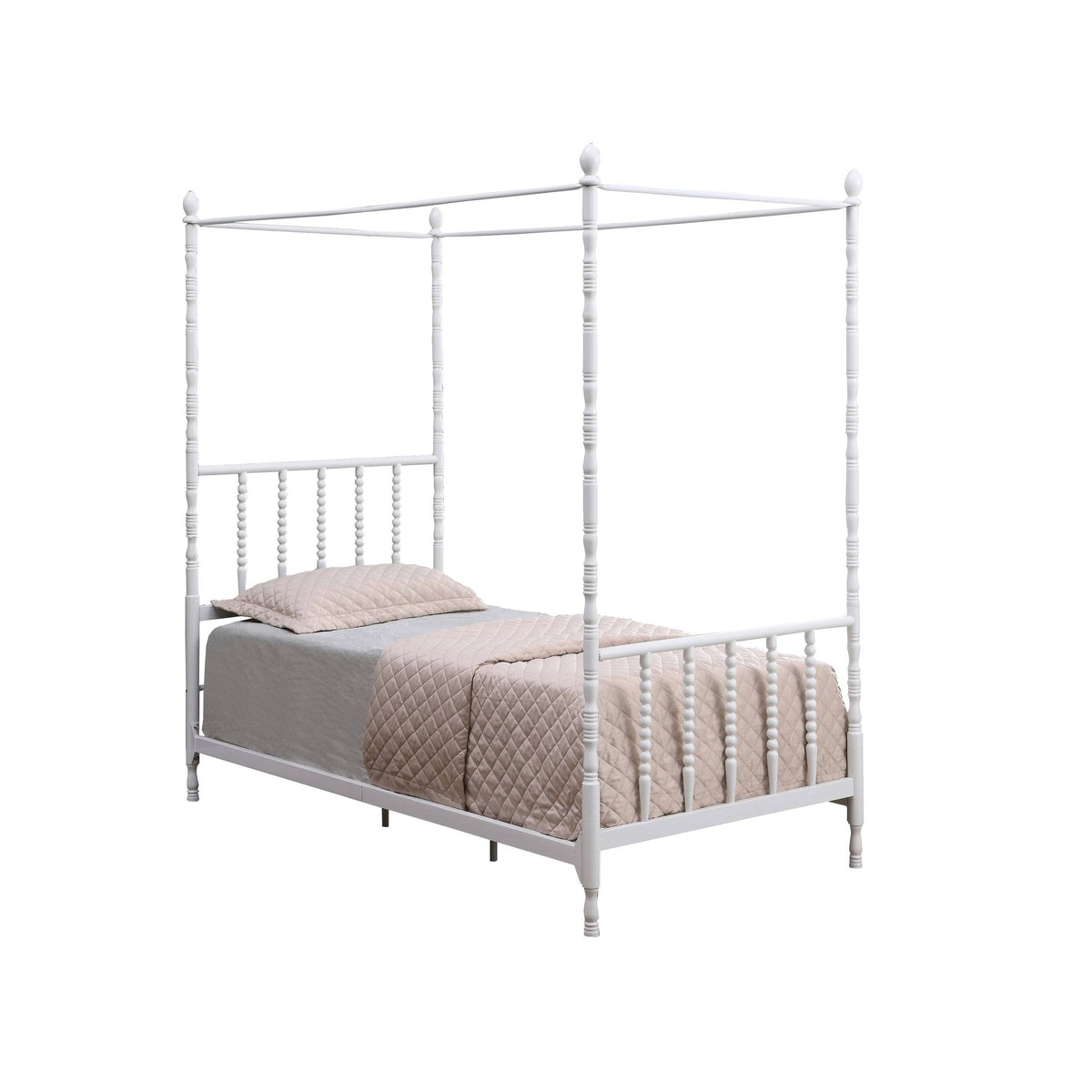 White Twin Canopy Bed K498