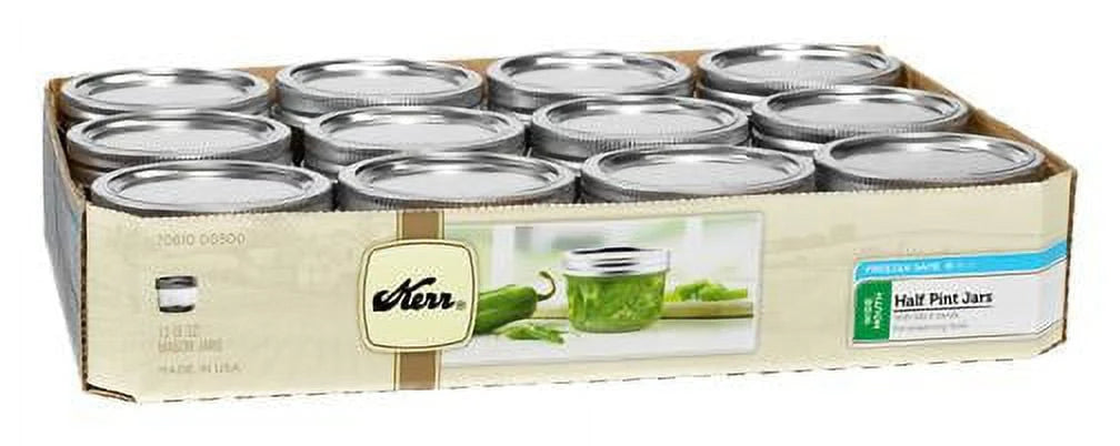 Wide Mouth Half-Pint 8 oz. Mason Jars with Lids and Bands, 12 Count F728796