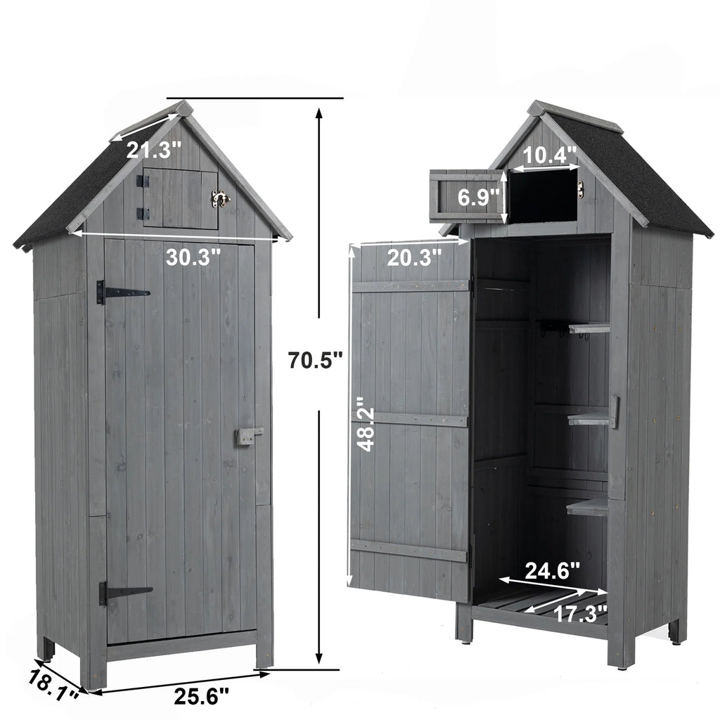 Wooden Outdoor Storage Cabinet with Shelves O354717