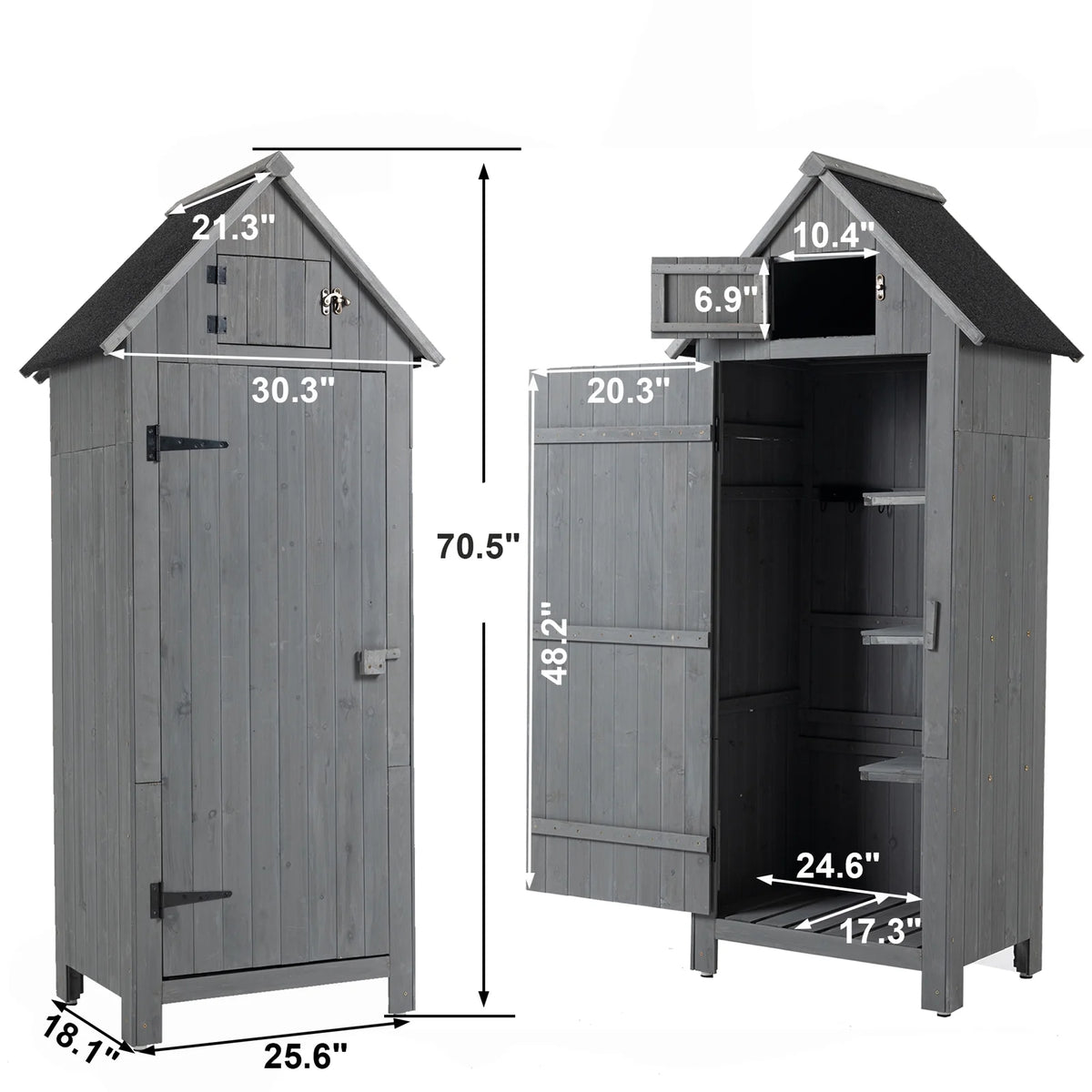 Wooden Outdoor Storage Cabinet with Shelves O354717