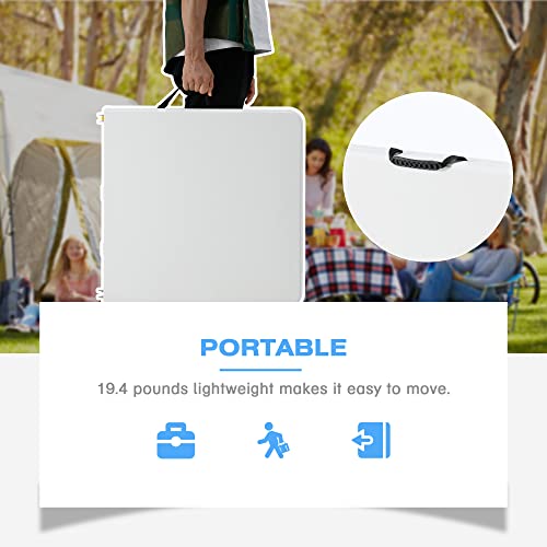 4ft Portable Plastic Folding Table with Adjustable Height J420717