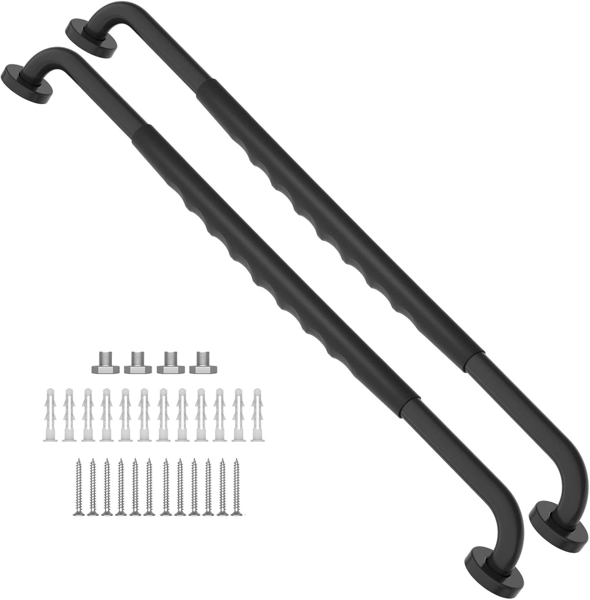 2 Pack 24 Inch Black Stainless Steel Shower Grab Bar H67691