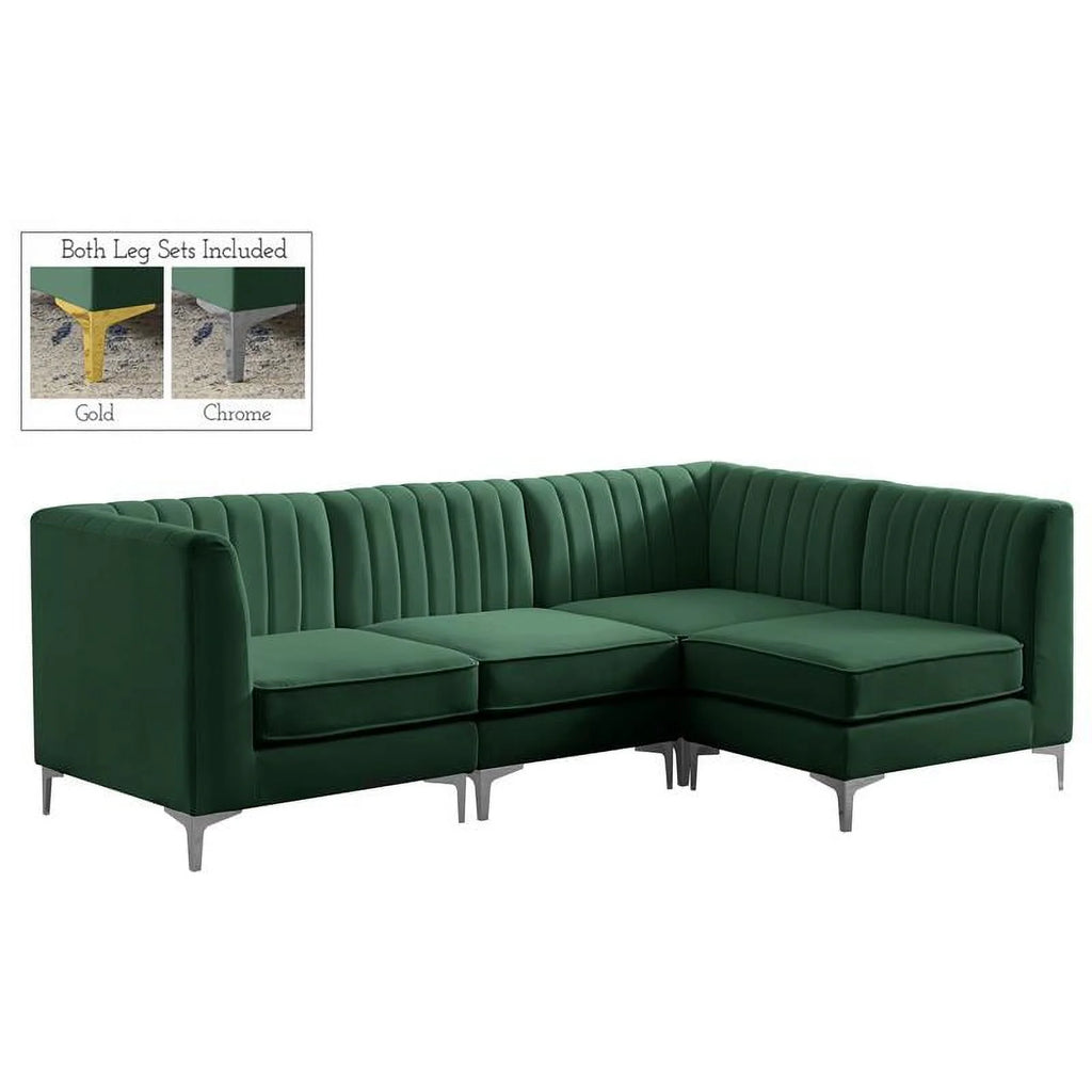 Green Velvet Modular Sectional F410135
