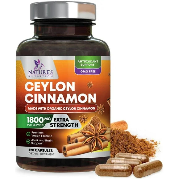 Organic Ceylon Cinnamon Supplement 1800mg - 120 Capsules E430