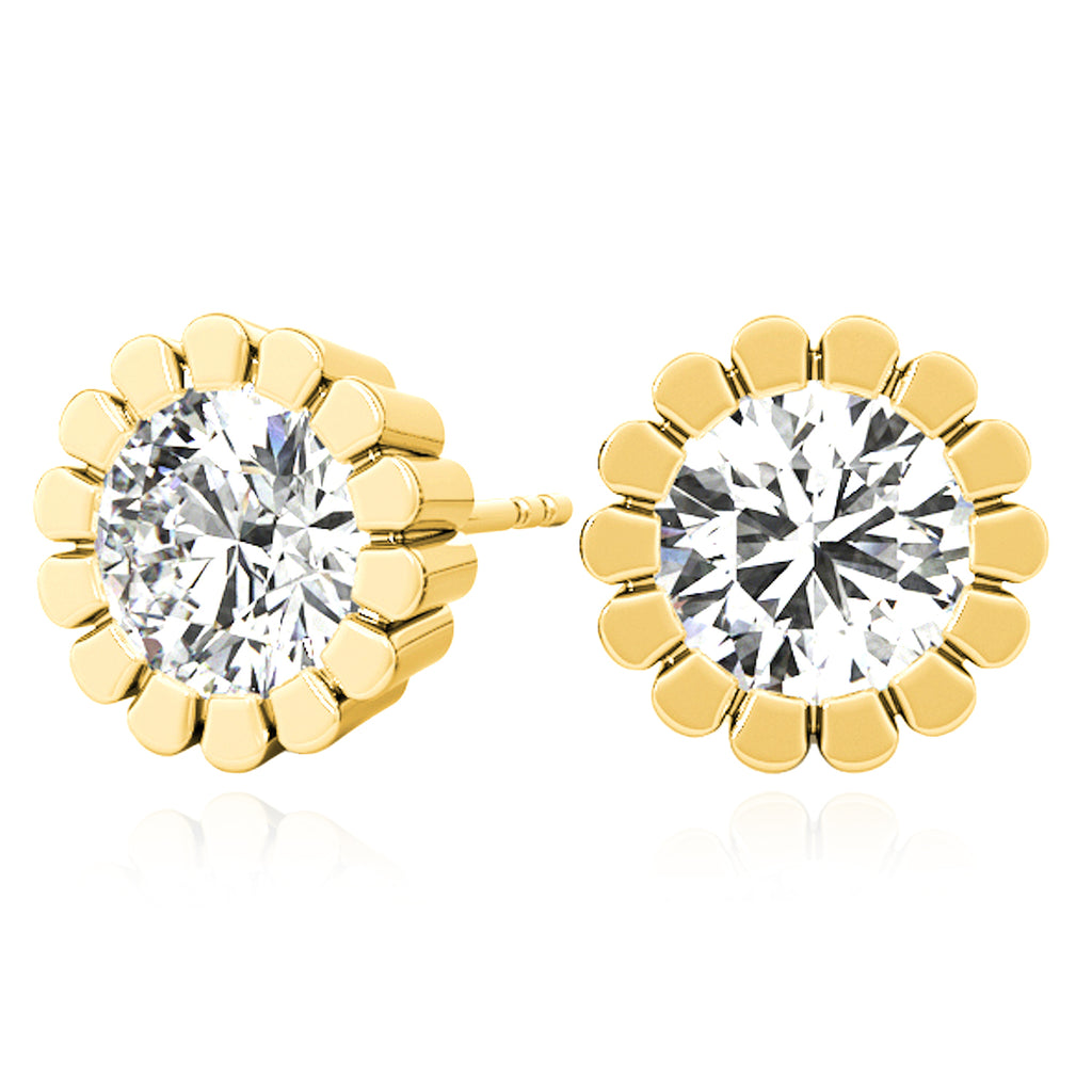 14K Gold Flower Stud Earrings K712036
