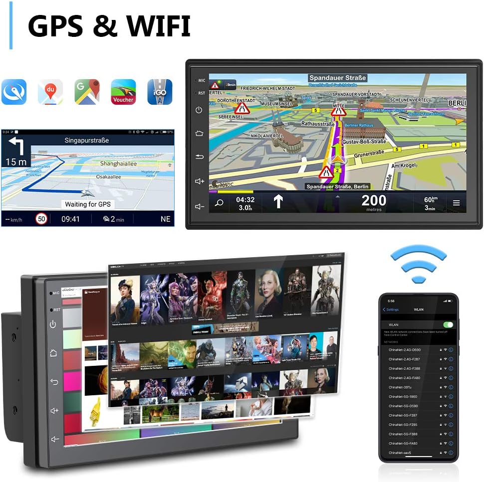 Android Double Din Car Stereo with Touch Screen Bluetooth FM Receiver Backup Camera Dual USB O6661