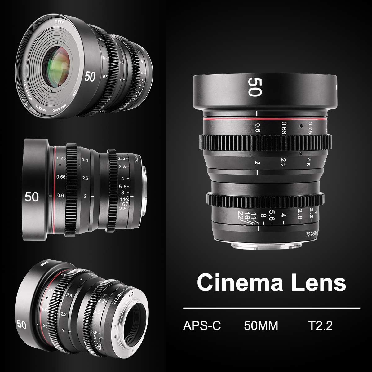 50mm T2.2 Manual Focus Wide-Angle Cinema Lens for M43 Micro Four Thirds MFT Mount Cameras P8549