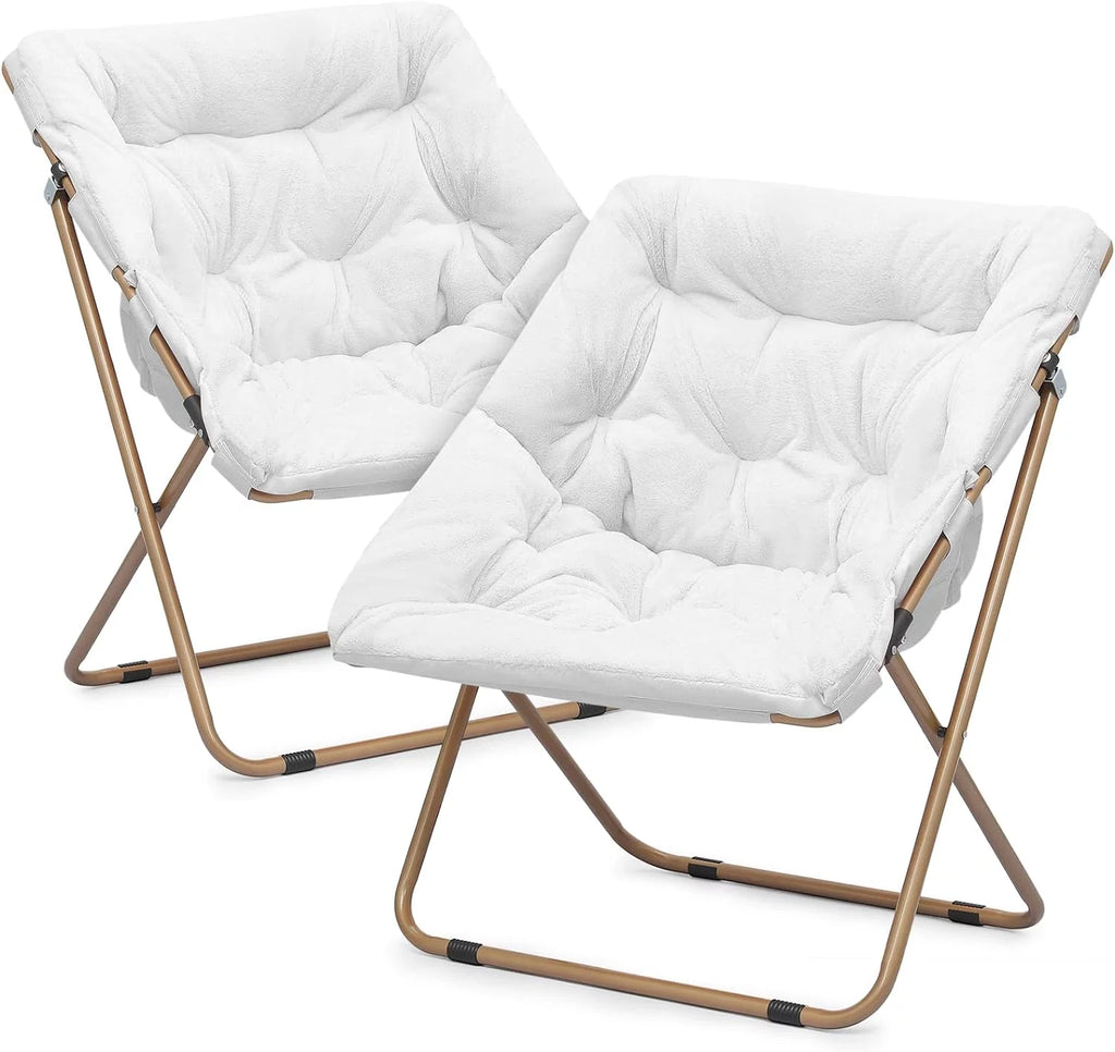 Oversized Foldable Moon Saucer Chair Set Of 2 White V340539